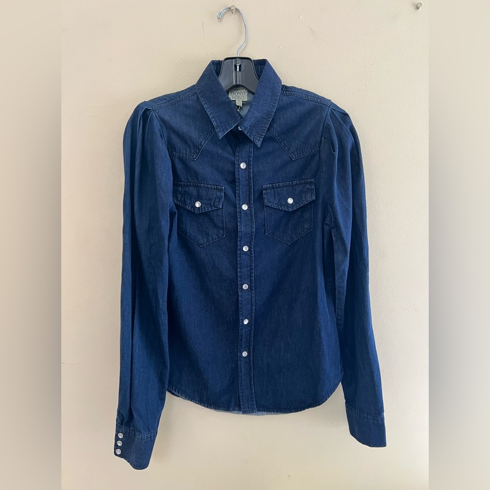 NWT TORN by Ronny Koby Dark Blue Denim Button-Up Shirt